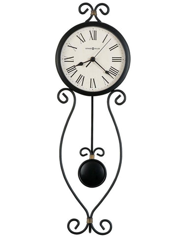 Howard Miller Ivana Pendulum Wall Clock - Wrought Iron - Aged White Dial - 625-495