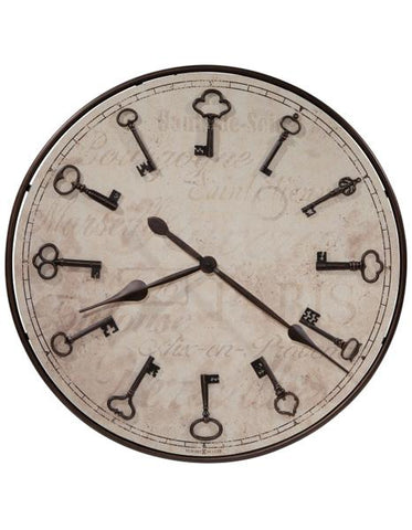 Howard Miller Cle Du Ville Oversized Wall Clock - Skeleton Key Hour Markers - 625-579