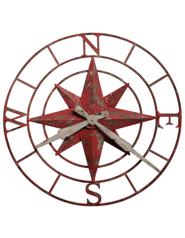 Howard Miller Compass Rose Oversized Wall Clock - Open Dial - Antique Red Finish - 625-633_db591399-4a5c-40f9-b821-7839702d3a1e