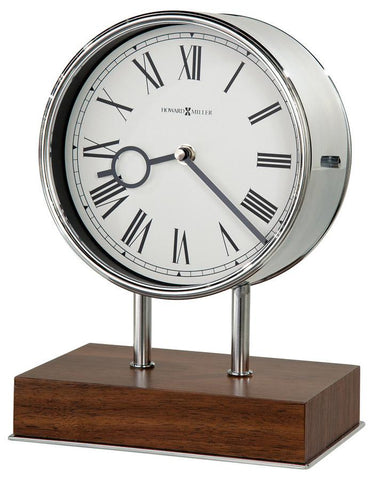 Howard Miller Zoltan Chiming Mantel Clock - Chrome Case - Walnut Finish Base - 635-178_0daa1414-b486-4535-b227-f9281c5542fd