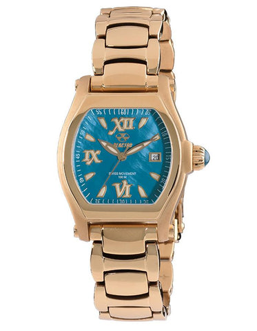 Reactor Ladies Manhattan Watch - Gold -Tone - Turquoise MOP Dial - Date - 100M - 64109