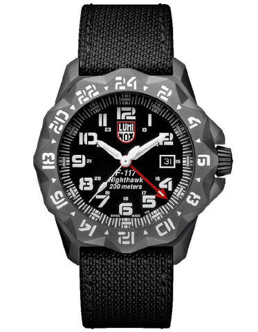 Luminox Mens F-117 Nighthawk GMT Series - Gunmetal PVD Case - Black Kevlar Strap - 6421