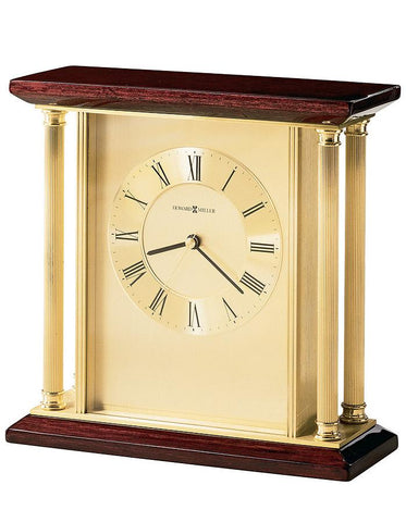 Howard Miller Carlton Desk or Table Clock - Brass Columns - Rosewood Finish - 645-391_5bbaa28e-f947-4322-9323-bed9bca492f8