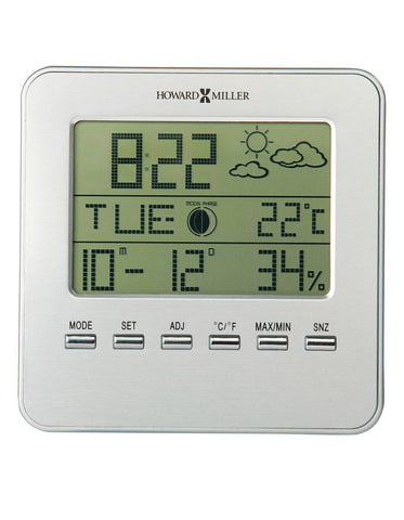 Howard Miller Weather View Table Alarm Clock - Digital Display - Silver Finish - 645-693_022f9c9b-cde7-4c8f-8531-4e01a81a1a04