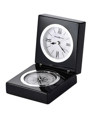 Howard Miller Endeavor Compass & Desk Clock - Black Piano Finish - Silver Accent - 645-743_7958542f-ba3e-4644-a55e-cb45eaca1eff