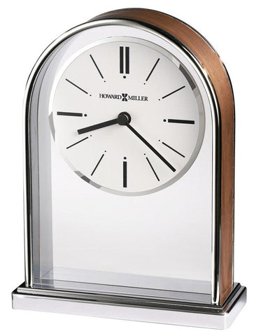 Howard Miller Milan Table Clock - Walnut Veneer - Chrome Accents - White Dial - 645-768_40d25af2-55bc-4450-a584-bfb676a199b6