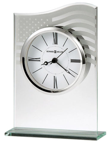 Howard Miller Liberty Beveled Glass Table Alarm Clock - Etched U.S. Flag Design - 645-779_da9c9e8b-681f-4f87-91ea-87ae67062821