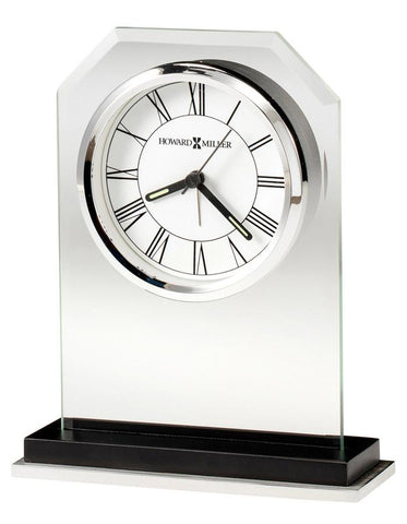 Howard Miller Emerson Beveled Glass Table Alarm Clock - Black & Aluminum Base - 645-785_9c020fb5-f112-4209-8051-d27e5e8f48b4