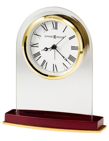 Howard Miller Anson Glass Table Alarm Clock - Arch Top - Rosewood & Brass-Tone - 645-786_ea3c967b-dac6-4df3-b099-971caa325c84