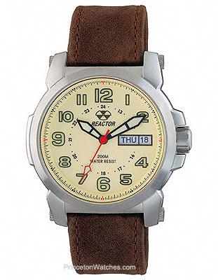 Reactor Mens Atom - Tusk Colored Dial - Stainless Case - Brown Leather Strap - 68306