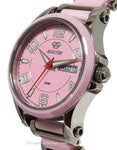 Reactor Ladies Crystal Watch - Pink & Stainless Steel - Day / Date - 200m - 69013A