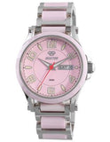 Reactor Ladies Crystal Watch - Pink & Stainless Steel - Day / Date - 200m - 69013