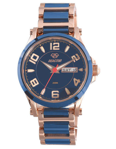 Reactor Ladies Crystal Watch - Rose Gold-Tone & Navy Ceramic - MOP - Day/Date - 69103