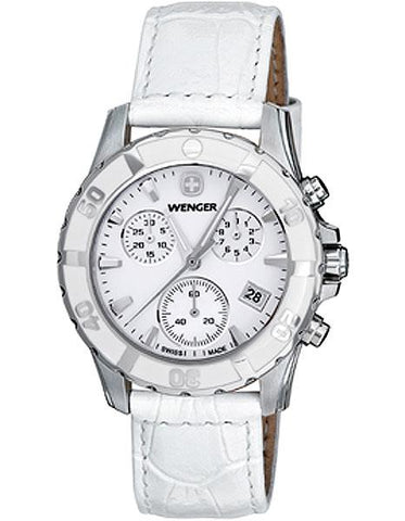 Wenger Ladies Sport Chronograph - White Case&#44; Bezel&#44; and Leather Strap - 70744_32694d39-392e-4afc-913b-d40ac49e8d2b