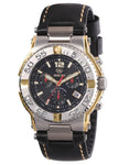 Reactor Critical Mass Mens Watch - Stainless & Gold-Tone - Black Leather Strap - 75201