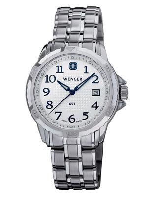 Silver Dial Wenger Mens GST Bracelet Watch - Stainless Steel - Date - 78239