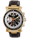 Reactor Mens Valkyrie Flight Chrono - Black Dial - Gold-Tone Steel - Leather - 81101_b9715c1d-3848-454f-aa8a-f0624e95223c