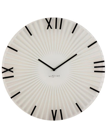 NeXtime Sticks White Glass Wall Clock - Black Hands & Markers - 17in Diameter - 8175WI_0a40ca8b-d051-459c-a21b-ce21c5cfdbf1