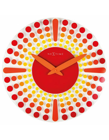 NeXtime Dreamtime Red Glass Wall Clock - Quiet Sweep - 17in Diameter - 8182RO_4823cf42-d774-41ed-9b57-9a503acdd074