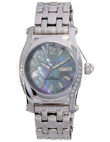 Reactor Womens Curie Watch - Stainless - Swarovski - Bracelet - Day/Date - MOP - 90917