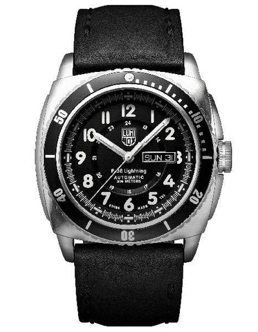 Luminox Mens P-38 Lightning Automatic - Stainless - Black Dial & Strap - Date - 9401