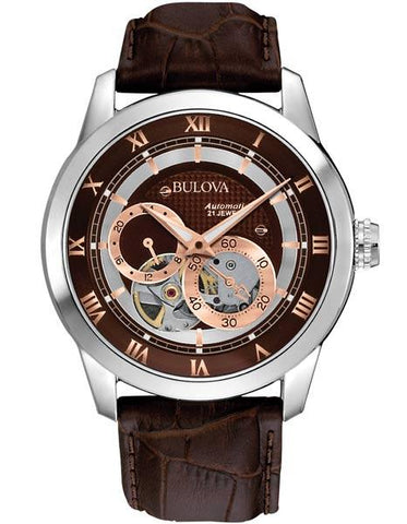 Bulova Mens BVA Series Automatic - Espresso Dial - Subdials - Leather Strap - 96A120