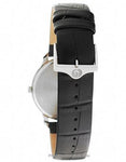 Bulova Mens Dress Watch - Stainless Steel - Black Leather Strap - Silver Dial - 96A133B