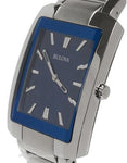 Bulova Mens Rectangular Case Dress Watch - Blue Dial - Steel - Bracelet - 96A169A