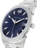 Bulova Mens Classic Dress Watch - Stainless Steel Case - Blue Dial - Date Window - 96B220A