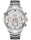 Bulova Mens Marine Star Chronograph - Stainless - White Dial - Bracelet - Date - 96B255