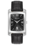 Bulova Mens Classic Watch - Black Leather Strap - Black Dial - Date - 96B269