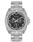 Bulova Mens Crystal Chronograph - Black Dial - Stainless Steel Case - Swarovski - 96C126_17547f8b-5b7a-4aa7-a28b-5a27a27e8175