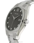 Bulova Mens Diamond Dress Watch - Gray Dial - Stainless Steel Case and Bracelet - 96D122A