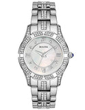 Ladies Bulova Crystal Sport Watch - White Mother of Pearl - Stainless Steel - 96L116