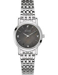 Bulova Ladies Diamond Gallery Watch - Stainless Steel Case - Charcoal Gray Dial - 96P148