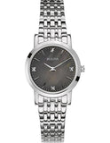 Bulova Ladies Diamond Gallery Watch - Stainless Steel Case - Charcoal Gray Dial - 96P148