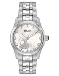 Bulova Womens Diamond Heart Watch - White MOP Dial - Stainless Steel Bracelet - 96P182