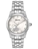 Bulova Womens Diamond Heart Watch - White MOP Dial - Stainless Steel Bracelet - 96P182