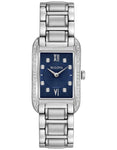 Bulova Womens Diamond Watch - Stainless - Bracelet - Blue Dial - 30m - 96R211