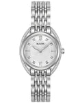 Bulova Womens Diamond Watch - Stainless - Bracelet - Silver-Tone Dial - 96R212