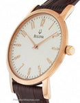 Bulova Mens Duet Dress Watch - Grey Textured Dial - Leather - Rose Gold-Tone - 97A106A