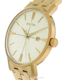 Bulova Mens Classic Collection Watch - Cream Dial - Gold-Tone - Date - Bracelet - 97B152A