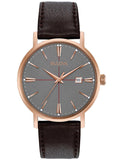 Bulova Mens Classic - Rose Gold-Tone Case - Leather Strap - Grey Dial - Date - 97B154