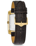 Bulova Mens Classic Watch - Rectangular - Gold-Tone - Leather Strap - Date - 97B162B