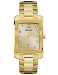 Bulova Mens Diamond Watch - All Gold-Tone - Date - Bracelet - 97D107