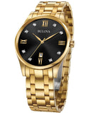 Bulova Mens Diamond Watch - Gold-Tone Case - Black Dial - Bracelet - Date - 97D108A_a9ab5697-f583-4563-a16d-95b4d58f926b