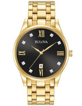 Bulova Mens Diamond Watch - Gold-Tone Case - Black Dial - Bracelet - Date - 97D108_cf8be0f7-8126-42d7-869a-2dddc52dd23d