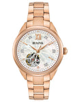 Bulova Womens Diamond Automatic - Rose Gold-Tone - Open Heart Dial - Bracelet - 97P121_b934254a-7823-40ff-9a23-569b7a103144