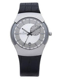 Skagen Mens Executive Black Label - Dual Time - Silver Dial - Black Leather Stap - 983XLSLBC