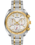 Bulova Mens Curv Chronograph - Two-Tone Case and Bracelet - White Dial - 30m - 98A157